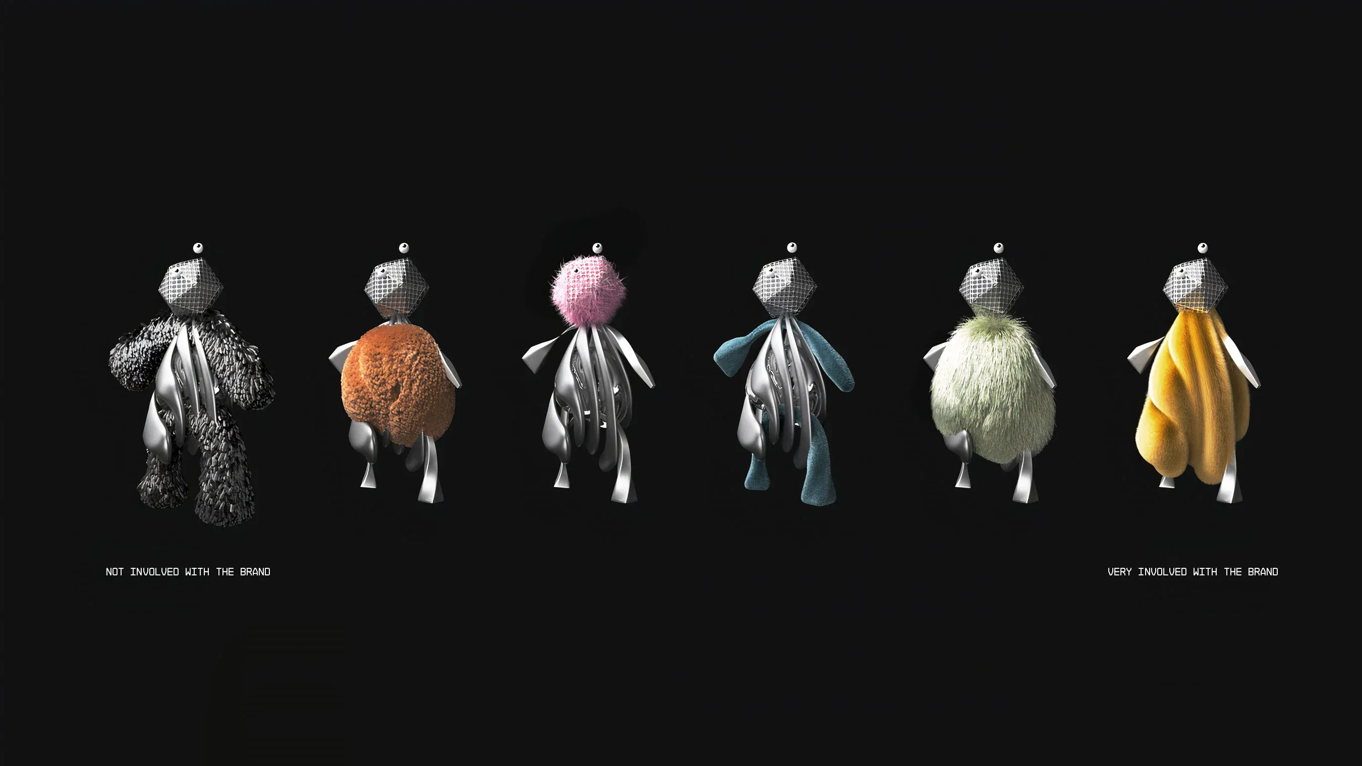 Series of speculative avatars generated for a defunct brand, showing how user perception shapes identity within the Brand Afterlife Meta-Agency (BAMA) system | Carlotta Bacchini