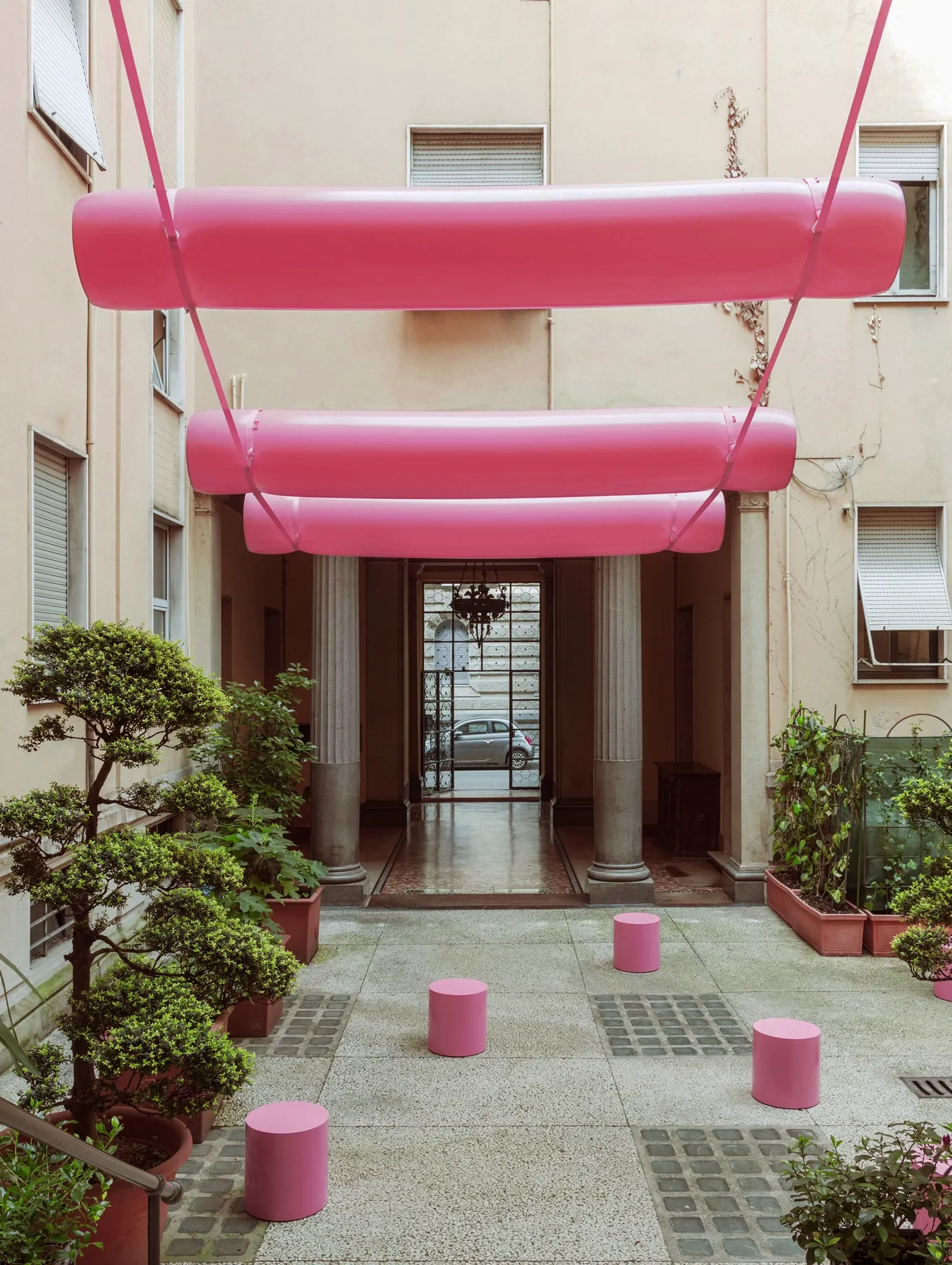 Inflatable entrance installation for German Design Council’s one&twenty exhibition at Milan Design Week, designed by Objects of Common Interest | Carlotta Bacchini