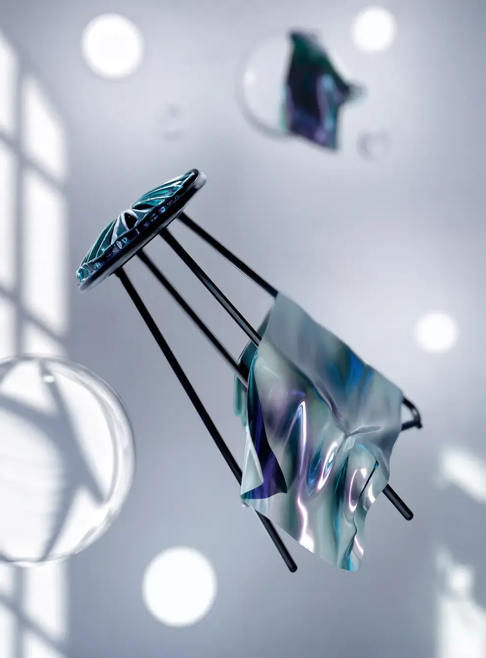 DIGITAL DRAPERY – Digital softness and fabric tension visualized through 3D light and simulation by Carlotta Bacchini