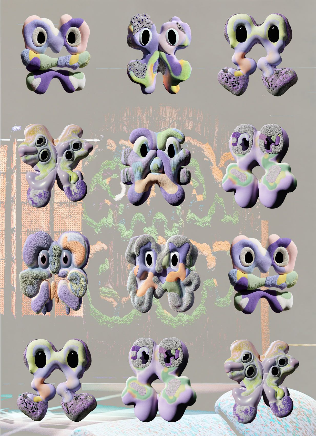 BIOMORPHIC COMPANIONS – Dreamlike AI-generated visual sculpture exploring memory and surrealism by Carlotta Bacchini